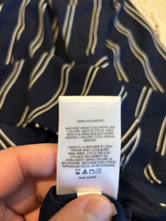 Express Blue Stripe Tie Neck Midi Dress Sz L - Picture 8 of 8